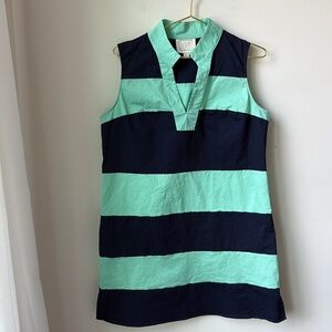 Sail To Sable Sleeveless Stripe Shift Dress in Mint and Navy